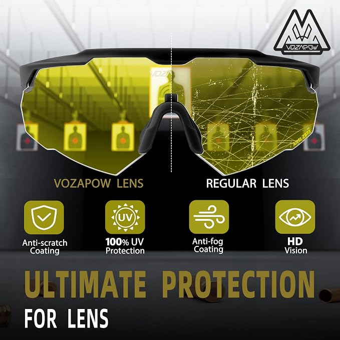Shooting Glasses Anti Fog with High Definition Lenses, ANSI Z87+ Certified Tactical Safety Glasses for Men Women