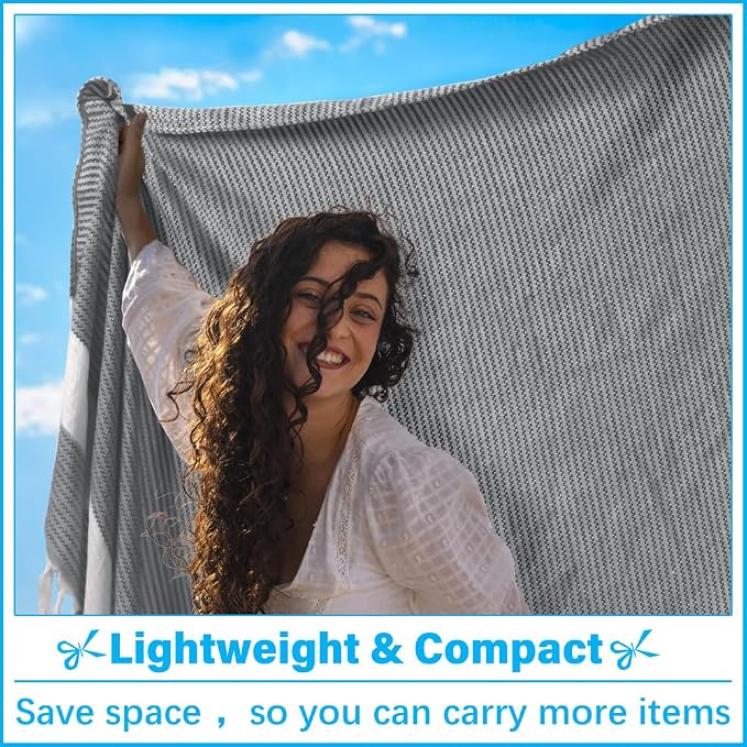 Oversized Turkish Beach Towel Blanket XXL Cotton Sandproof Towels Boho Woven Extra Large Big Sand Free Giant Throw Blankets Huge Quilt XL Picnic Camping Necessities Cloud For Adult Gifts Black