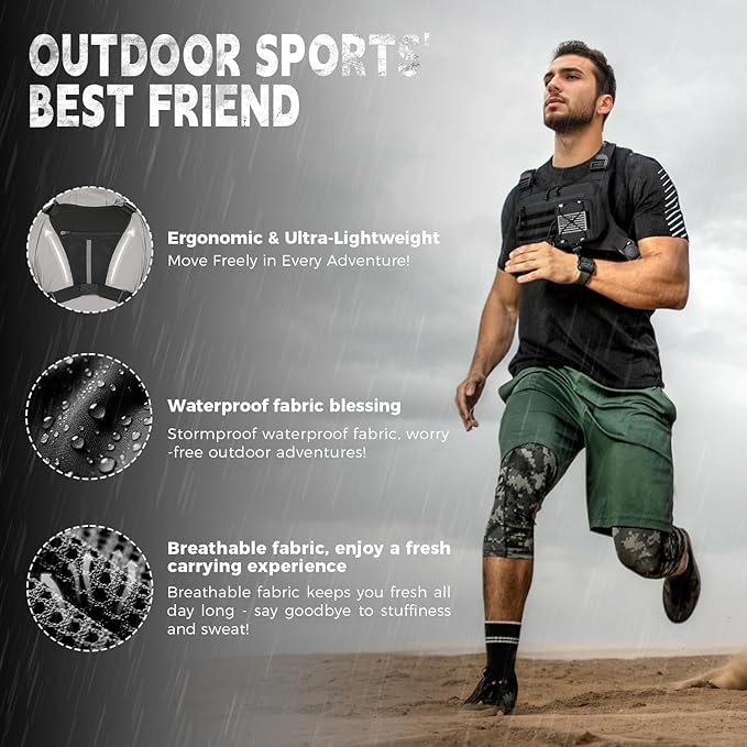 koculemi Outdoor Sports Chest Bag for Men, Chest Vest Holster Fits Most Pistols, EDC Travel Chest Pack for Running, Hiking