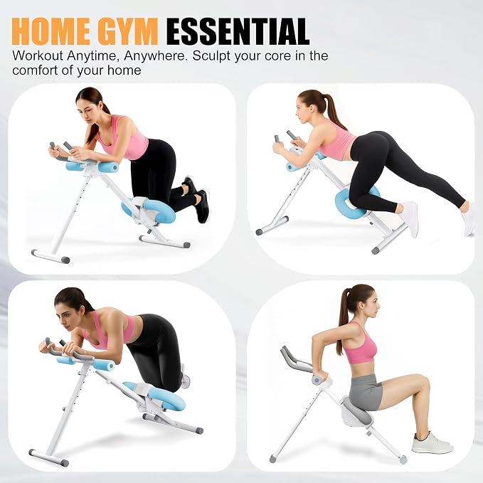 Abdominal Trainers - Adjustable Ab Trainer Machine, Foldable Abdominal Workout Equipment with Knee Protection - Home Gym Core Strength Trainer for Men & Women