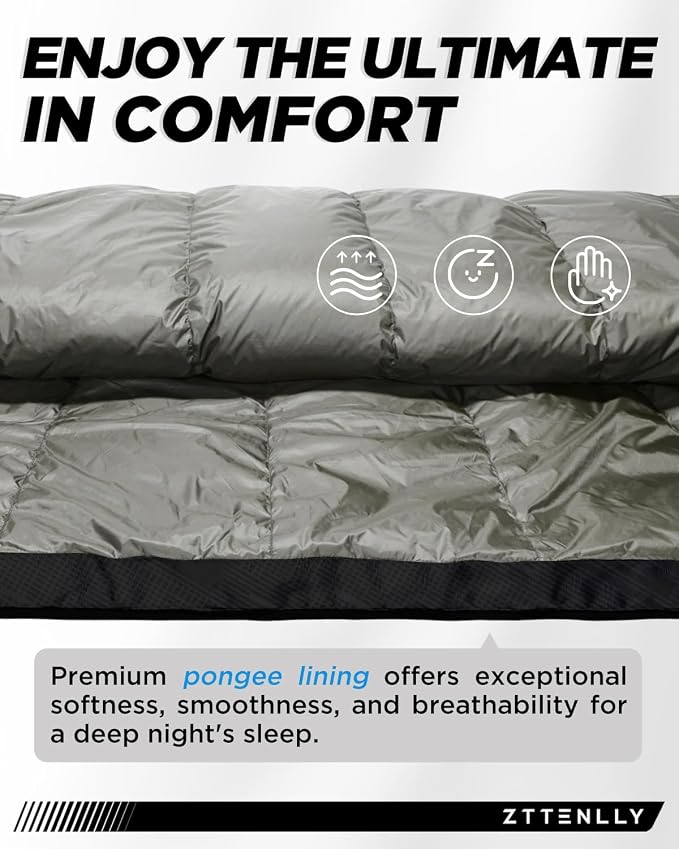 Ultimate 4-Season Down Sleeping Bag for Adults - Lightweight & Compact, 550/600 FP, 0°F to 30°F for Backpacking, Camping & Hiking
