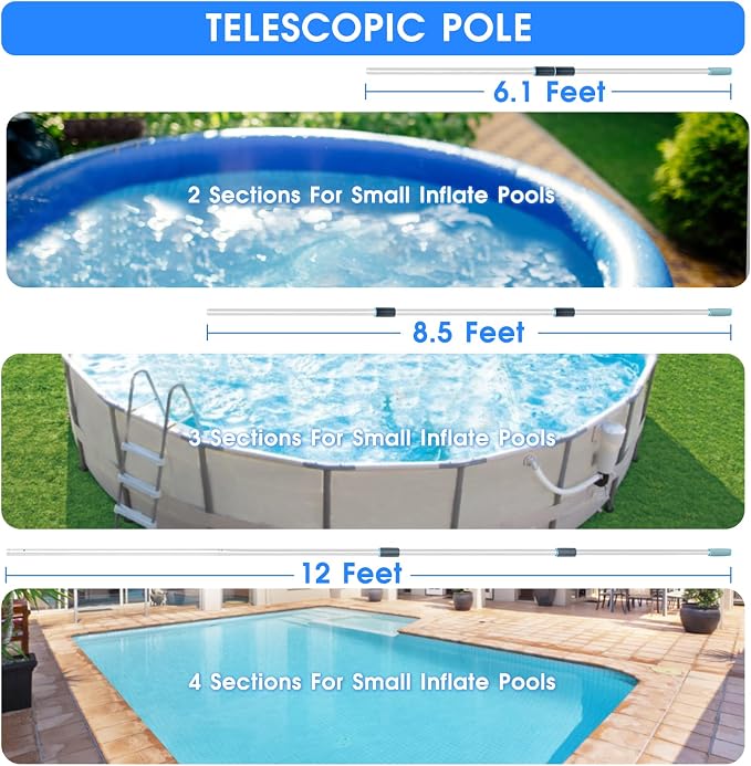 TidyMister Self Repair Pool Net with 12 FT Telescopic Pole