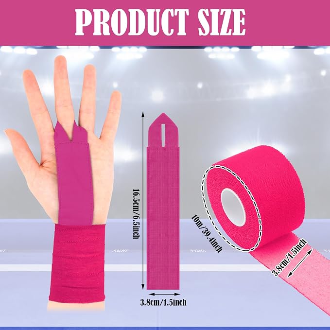 12 Pcs Gymnastics Tape Grips and 1 Roll Athletic Tape for Gymnastics Bars Reusable Athletic Grips Strong Support Wrist Ankle Knee Guards Protector Sport Training Accessories