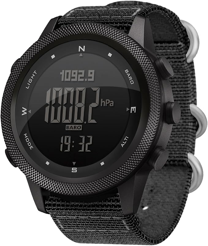 DIDITIME Tactical Watches for Men, Military Watches for Men, Waterproof 164FT, Fitness Watch, Mens Digital Watches with Compass, Metronome, Pedometer, Lightweight Breathable Nylon Watch