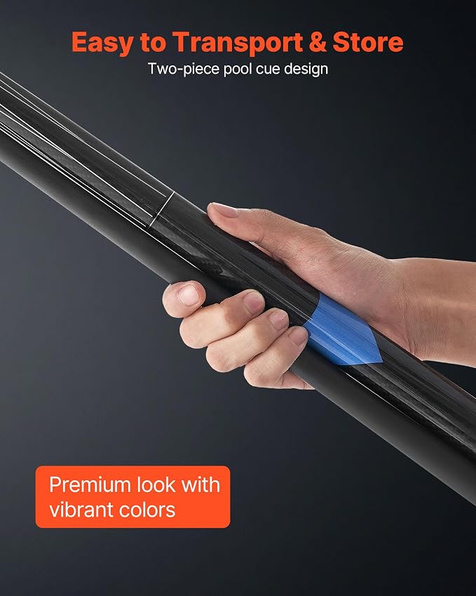 VEVOR Pool Cue, Pool Stick, 58 inch Billiard Pools Cue Stick with Multi-Layer Tip & ABS Connection Ring, Cues Sticks for Professional Pool Table, Bar, Home, Office