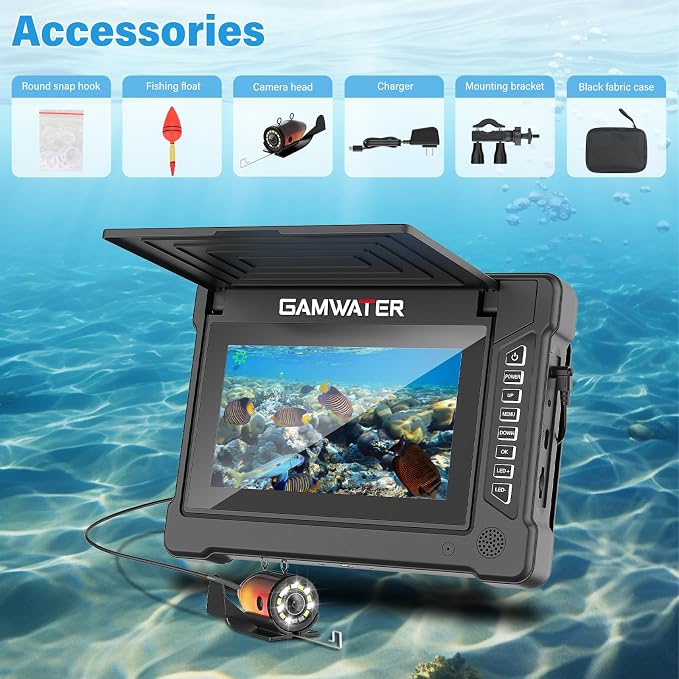 Underwater Fishing Camera, 7 Inch LCD Fishing Camera with Infrared Night Vision Light, Portable Fish Finder with 15M Cable, and Upgraded HD Lens for Ice Lake Boat Kayak Fishing,Portable Fish Finder