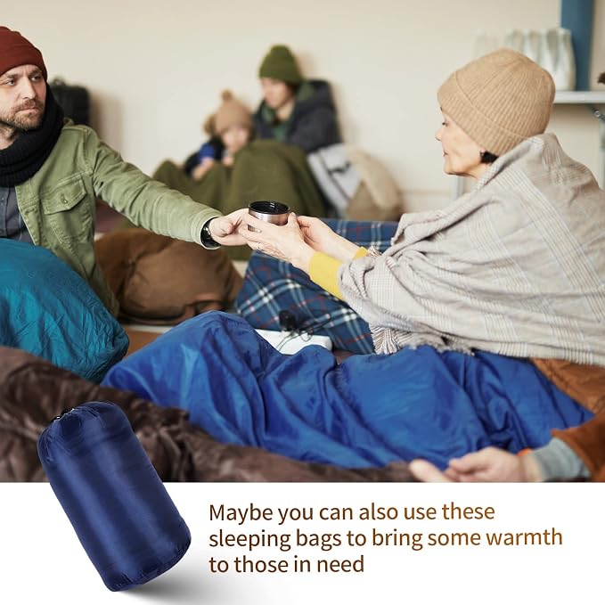 Macarrie 10 Pcs Bulk Sleeping Bags for Adults 0 Degree Waterproof Emergency Sleeping Bags with Compression Sack for Camping Hiking Backpacking Outdoor Activities