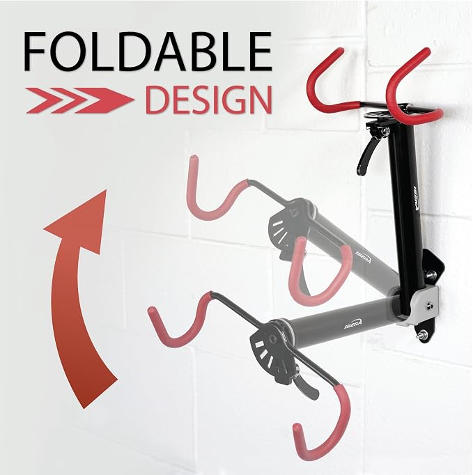 Ibera Bike Wall Mount - Adjustable Frame Holder & Soft Rubber Cradles - Garage Bike Rack for Road, MTB, Kids, Hybrid Bikes - Easy Installation & Space-Saving Design