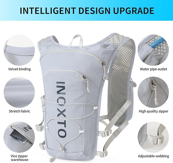 INOXTO Running Hydration Vest Backpack,Lightweight Insulated Pack with 1.5L Water Bladder Bag Daypack for Trail Hiking Running Cycling Race Marathon for Women Men