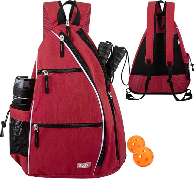 Sucipi Pickleball Bag - Men's & Women's Pickleball Backpack, Adjustable Sling Bag w/Fence Hook/Large Capacity/Safety Pocket