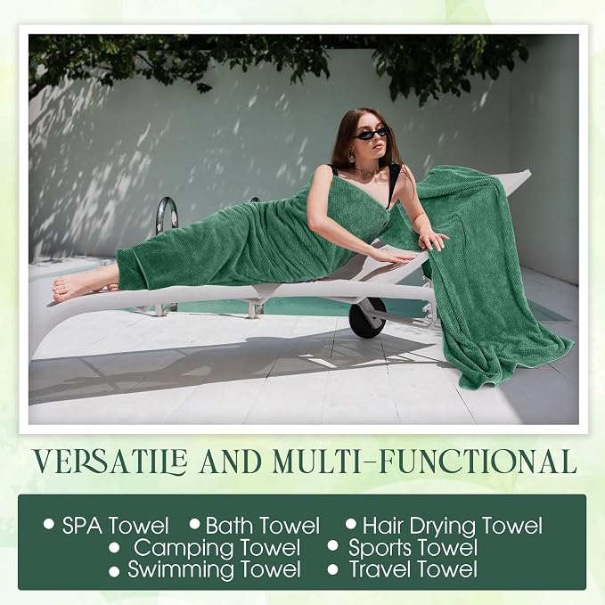 Peryiter Oversized Bath Towels Set of 6 for Adults 40x80 Inches Extra Large Bath Towel Sets Bathroom Sheets Jumbo Shower Towels Quick Dry Absorbent Soft Microfiber for Adults (Dark Green)