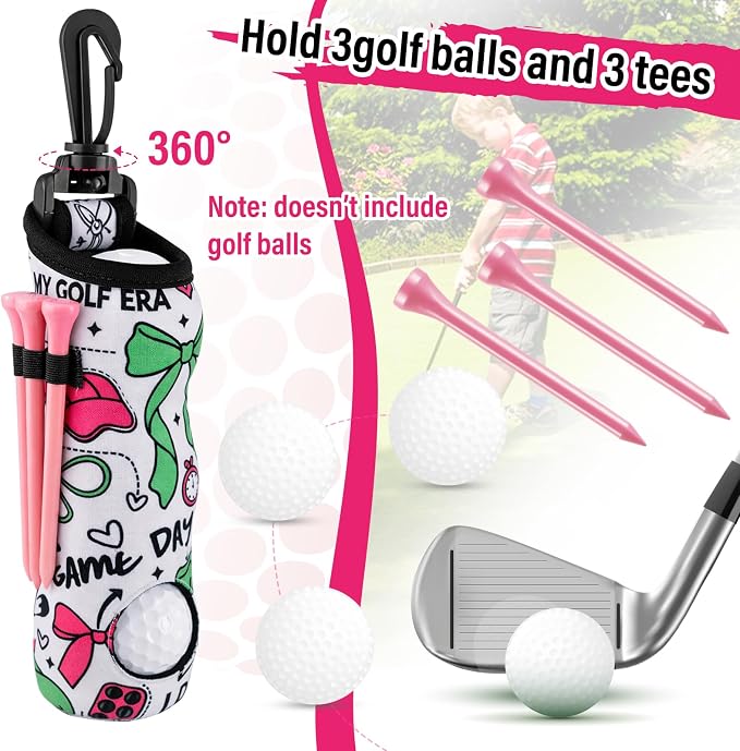 Liliful 12 Pcs Golf Accessories Kit, Include Golf Ball Bag with Hook Towel Tees Magnetic Ball Marker Divot Tool Cleaner Brush for Women Man Gifts