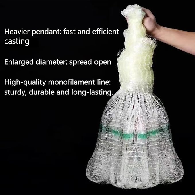 Lawaia Fishing Cast Net Casting Traditional Throw Nets Easy to Use Monofilament Material Durable and Efficient Ideal for Freshwater Saltwater Fish Shrimp Minnow Bait