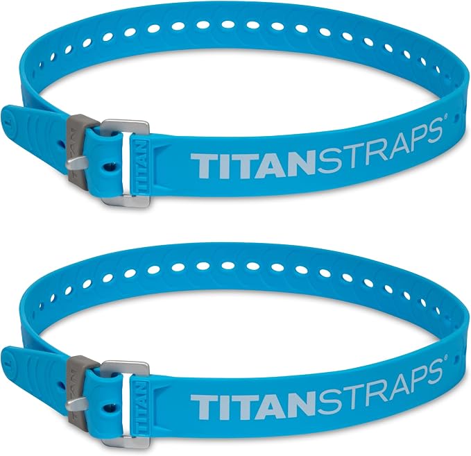 Titan Industrial Straps – Safety Strap Set to Secure Splits, Cargo Bikes, Garden Hoses, Wood Working Projects – 70 lb. Working Load, 30" Length, Fluoro Blue, 2-Pack