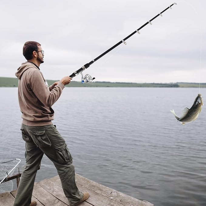 Telescopic Fishing Rod Reel Combo 2pcs 6.89FT Saltwater Fishing Gear Set | Collapsible Spinning Pole Reel Kit Compact Fishing Lures Tackle Accessories Lightweight Travel Fishermen Gift