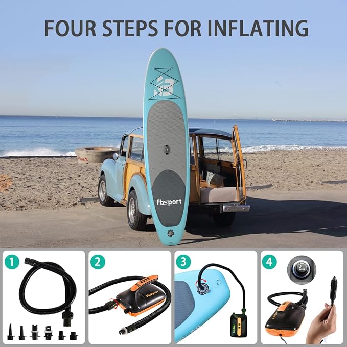 Electric Paddle Board Pump, 20PSI SUP Air Pump with Inflation & Deflation Functions & 12V DC Car Connector, Portable Quick Inflator for Inflatable Paddleboard, Kayaks, Boats and Air Mattresses