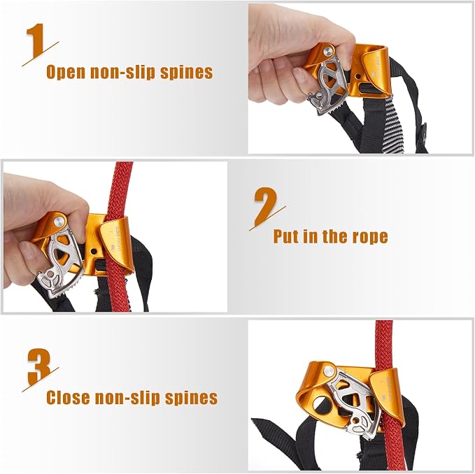 SOB Quick Step Foot Ascender,Outdoor Rock Climbing Tree Arborist, Mountaineering Equipment Climbing Rappelling Device for 8-13mm Rope