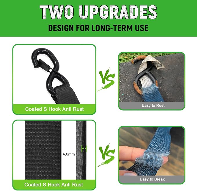 Black Ratchet Straps (4 Pack) - Motorcycle Straps Tie Downs 2,100lb Break Strength - 1 in x 15ft Ratchet Tie Down Straps -15" Soft Loop Tie Down Straps for Truck, Cargos, Motorcycle