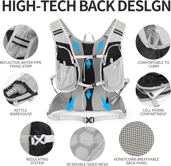 IX INOXTO Hydration Pack Backpack, Lightweight Water Backpack with 2L Hydration Bladder Daypack for Men Women,Running Hydration Vest for Trail Running Hiking Cycling Race Climbing