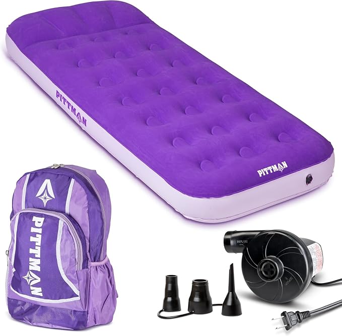 Pittman - Kids Air Mattress - Deluxe Kids Inflatable Bed with Electric Pump & Durable Backpack - Perfect Teen to Toddler Blow up Mattress for Sleepovers, Camping or Childs Travel Bed