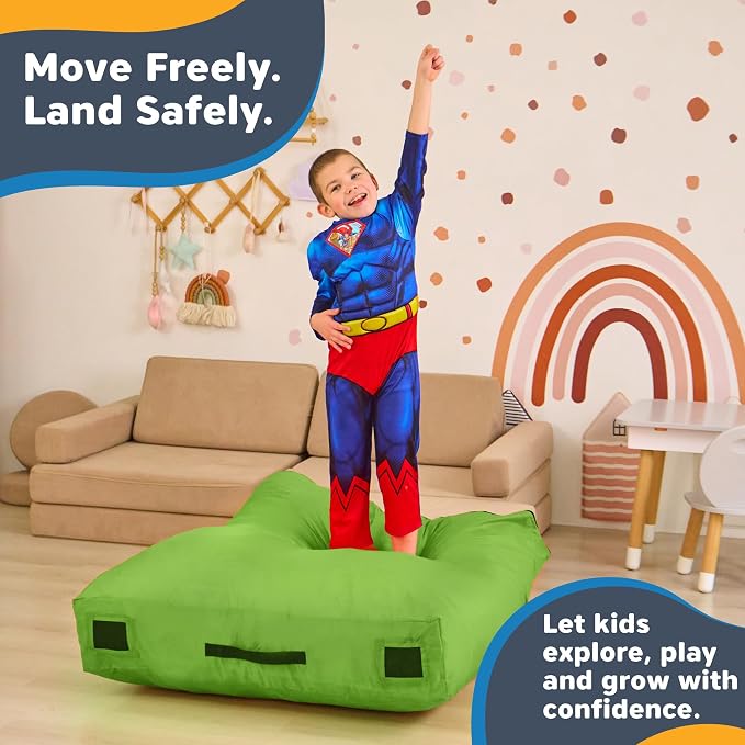 SaferBounce Crash Pad for Kids Sensory | Big 5Ft x 5Ft, 3Ft x 4Ft Or 3Ft x 3Ft | Autism Sensory Crash Mat for Jumping Play | Crashpad | Soft Foam Landing Pad | Giant Mat Pillow | Climbing, Gymnastics