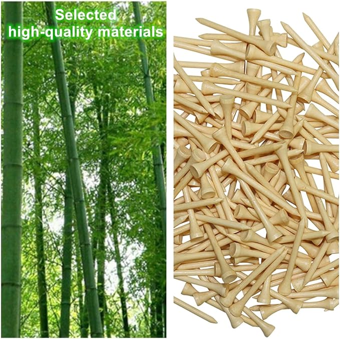 1000 Pcs Per Pack Natural Bamboo Golf Tees. 2.75 Inch (7cm) Length Stronger Than Wood No Side Spin Friction. PGA Approved for Professional Player's Tournament or Beginner's Trainning.
