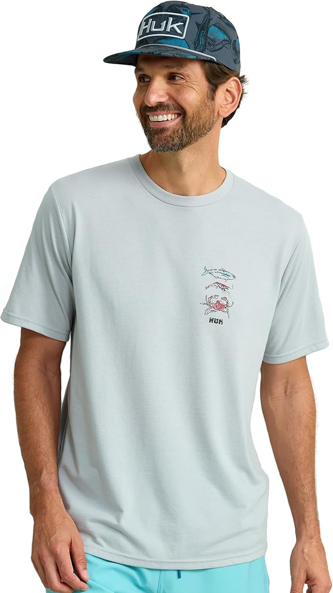 HUK Mens Performance Fishing Logo Tee, Short Sleeve T-Shirt for Men