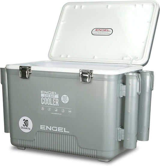 ENGEL Live Bait Cooler PRO for Fishing - Portable Minnow and Bait Bucket with Lithium-Ion Rechargeable Aerator