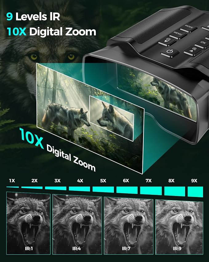 4K Night Vision Goggles for Adults, 3.99" HD Screen, 10000mAh Rechargeable Night Vision Binoculars with 64GB TF Card for Hunting Camping Surveillance