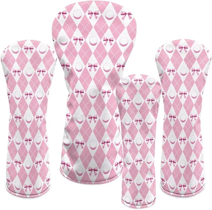 Rnyleeg Golf Club Head Covers for Women Driver Head Cover Leather Fairway Wood Headcover Hybrid Headcovers for Golf Clubs
