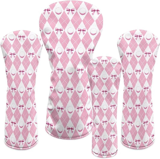 Rnyleeg Golf Club Head Covers for Women Driver Head Cover Leather Fairway Wood Headcover Hybrid Headcovers for Golf Clubs