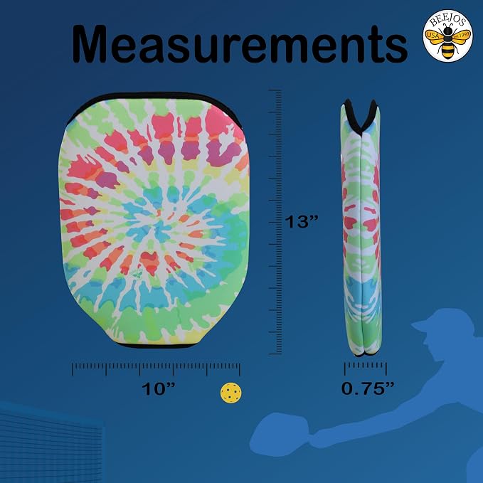 BeeJos Spirl Tie-Dye: Premium Slip-On Pickleball Paddle Cover-Fits Standard Size Paddles-Zipperless (Paddle not Included) Handmade in USA