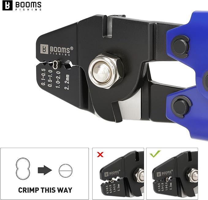 Booms Fishing Crimping Tool Kit: 10.6in Fishing Crimping Pliers with Side Wire Cutters - Up to 2.2mm Crimper, XW40