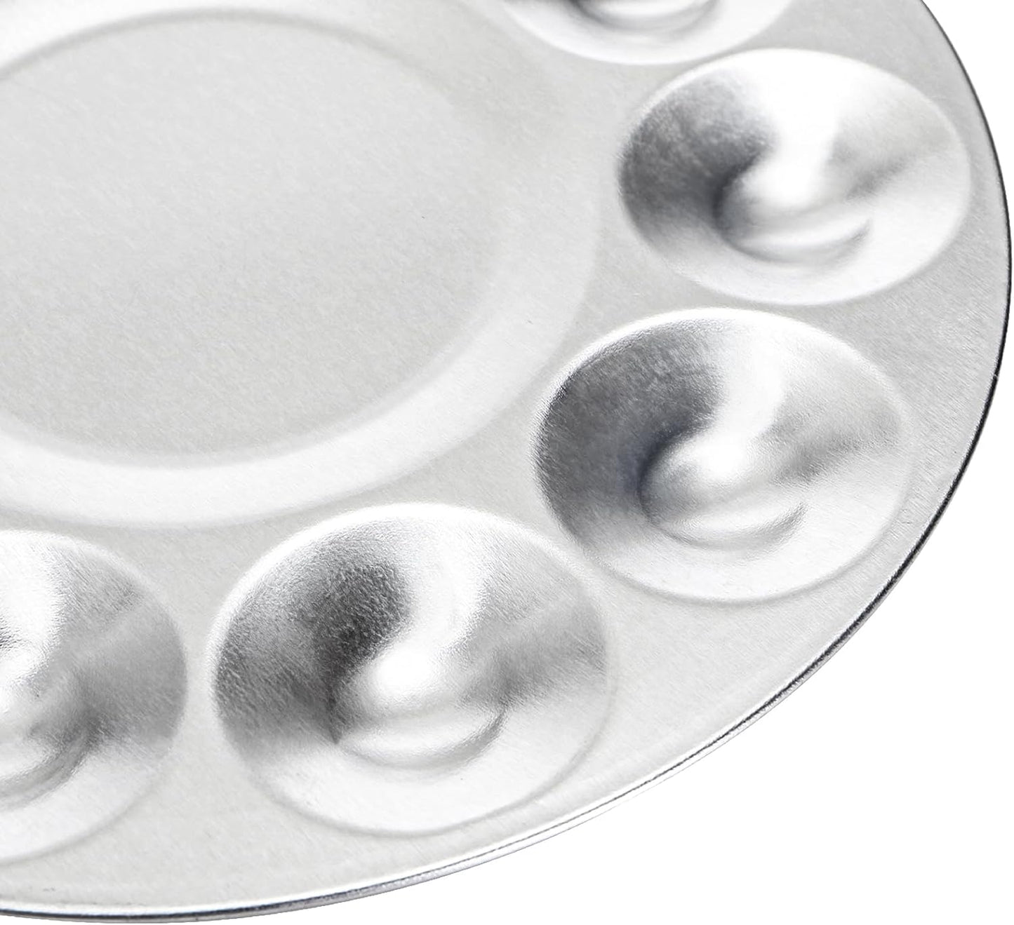 10 Pack Paint Tray Palettes, 6.7&quot; Metal Paint Mixing Pallets, 10-Well Painting Palette, Washable Round Paint Holder Tray for DIY Craft Professional Watercolor Oil Art Painting Project, Silver