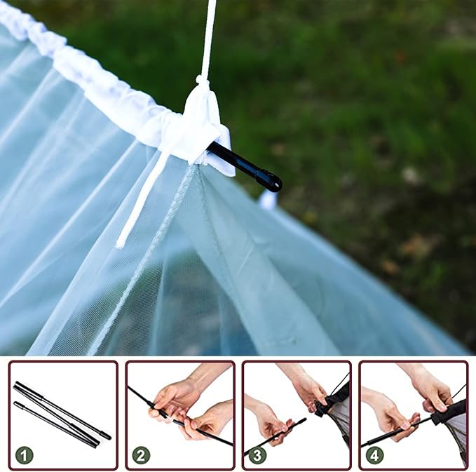 No-See-Ums Camping Mosquito Net Bed Compact and Ultra-Light for Travel，Finest Holes Mesh 2000 Noseeum Netting for Camping and Hiking, Without Sleeping Mat
