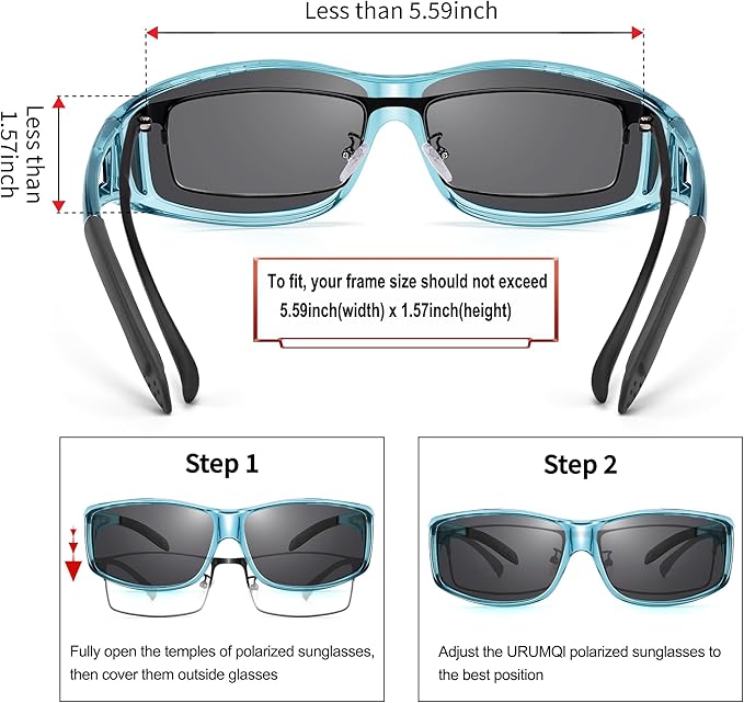 URUMQI Polarized Sunglasses Fit Over Glasses for Men Women, Wraparound Sun Glasses UV400 Protection for Driving Fishing