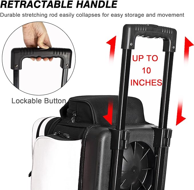 DAFISKY 3 Ball Bowling Bags with Wheels, Roller Bowling Bag with Multiple Pockets Retractable Handle Extends to 38‘’