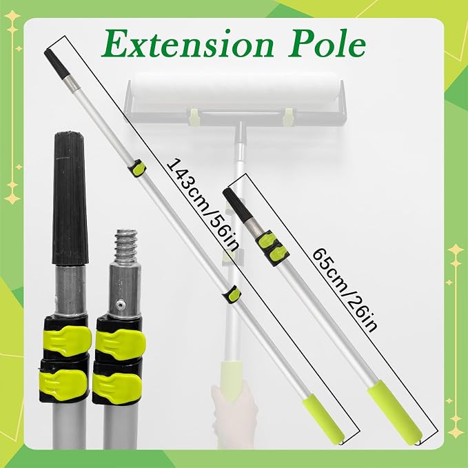 18 Inch Paint Roller Kit, 18” Paint Rollers, 24 Inch Paint Tray, 9”-18” Adjustable Roller Frame, 2.13-4.69ft Extension Pole for Walls,Ceiling,Floors,Interior,Exterior Painting