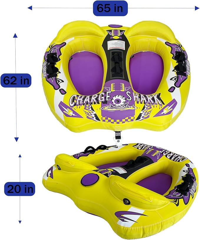 1-3 Person Towable Tubes for Boating, 113" Giant Super Sofa with 4500LB Tow Rope, Heavy-Duty 840D Nylon & 0.8mm PVC, Professional Inflatable Boat Tube for Family and Friends