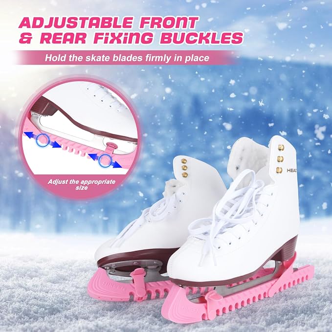 Hikeen Ice Skate Guards with Shoulder Straps,Enhanced Stability Ice Skate Blade Guards,Non-Slip Hockey Skate Blade Protector for Adult and Kids
