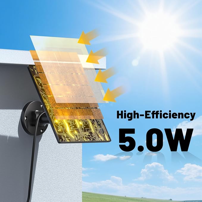 5W Solar Panel Charger Compatible with Arlo Pro 5S/Pro 4/Pro 3/Ultra/Ultra 2/Go 2 Camera, Solar Panels Charging with 13.1ft Waterproof Charging Cable,360° Adjustable Wall Mount, 3 Pack