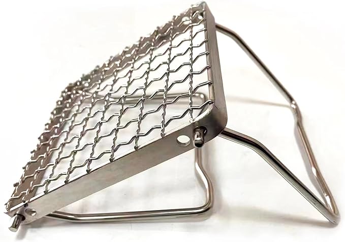 MDUG Ultralight Mini Camp Grill with Foldable Legs – 304 Stainless Steel Grate, Portable Gas Stove & Campfire Stand, Compact Grill Grid for Backpacking/Camping/Hiking/Picnic/Travel/Fishing (Weave)
