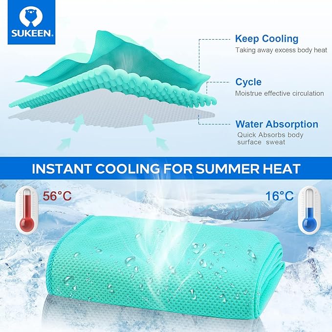 Sukeen Cooling Towel 20 Pack (40"x12") Ice Towel,Bulk Breathable Chilly Twoles,Microfiber Towel for Neck Face for Yoga,Sport,Running,Gym,Workout,Camping,Fitness,Travel & More Activities, Macaron Blue