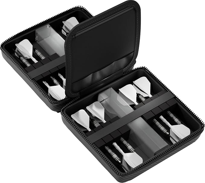 Casemaster Ventura Pro Darts Case, Holds 12 Steel Tip or Soft Tip Darts Fully Assembled, Hard Shell Dart Case with 2 Storage Tubes, Dart Storage Accessories