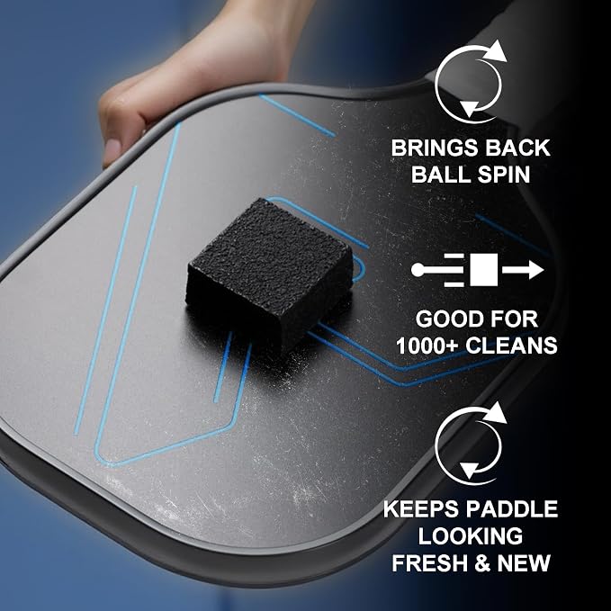 2PCS Pickleball Paddle Eraser - Best Carbon Fiber Pickle Ball Racket Cleaner, Quickly Removes Ball Residue, Dirt, Minor Scratches & Scuffs, Durable & Easy to Use
