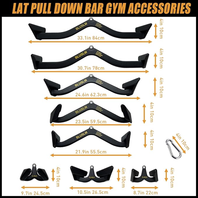 BLUSLM Lat Pull Down Bar T bar Row Attachment, V Bar Tricep Lat Pulldown Attachments, Back Strength Training Bar for Home Gym Exercise Cable Machine Attachments