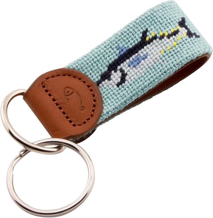 Leather Hand-Stitched Needlepoint Key Fob or Key Chain