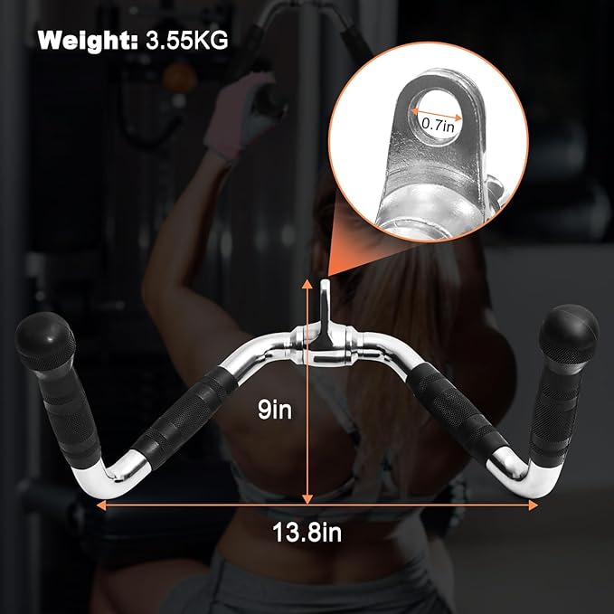 LAT Pull Down Bar Attachment: LAT Pulldown Tricep Bar for Strength Training - Multi-Exerciser Cable Machine Attachment Bar