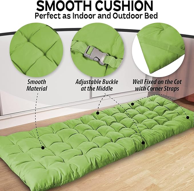 Zone Tech Camping Cot Mattress Pad Premium Quality Outdoor Comfortable Thicker Cotton Sleeping Cot Lightweight Waterproof Bottom Pad Mattress for Adult, Kid