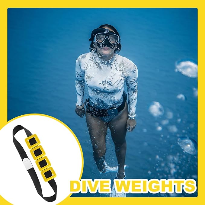 4 Pcs Dive Weights on Nylon Surfaces,Dive Weights with Diving Weight Belt,Coated Diving Weights for Freediving,Spearfishing,Scuba Weight Belt for Waist 32" to 52"